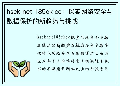 hsck net 185ck cc：探索网络安全与数据保护的新趋势与挑战